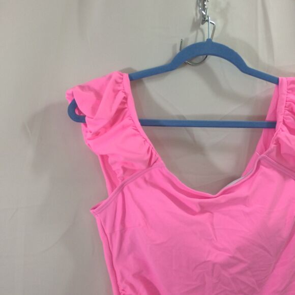 NEW Eomenie Pink Swimsuit Puff Sleeve One Piece Large NWT Removable Cups - Picture 5 of 6